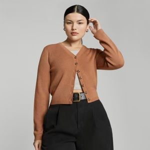 Everlane Luxe Merino Cardigan in tawny brown